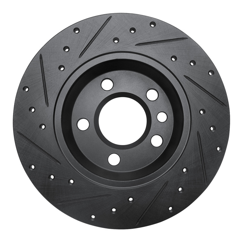Volkswagen EuroVan Brake Rotor (1) - Rear Right - R1 Concepts - Drilled & Slotted - Black - `01-`03